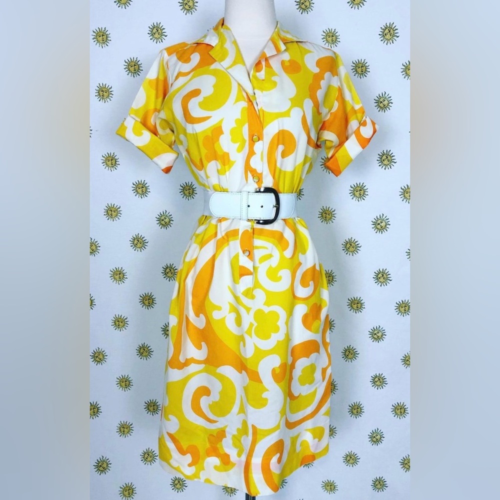Vibrant 1960s Vintage Housedress Orange Yellow